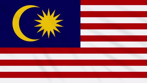 Malaysia Flagge schwenkt Tuch Hintergrund, Schlaufe — Stockvideo