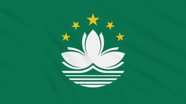 Macau-Flagge schwenkt Tuch Hintergrund, Schlaufe — Stockvideo