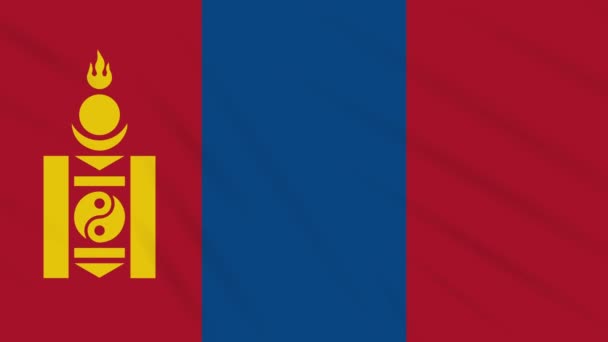 Mongolei Flagge schwenkenden Stoff Hintergrund, Schlaufe — Stockvideo