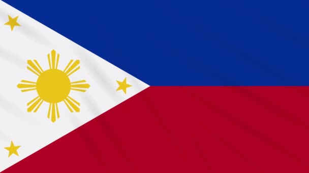Filippinerna flagga i fredstid viftande trasa, loop — Stockvideo