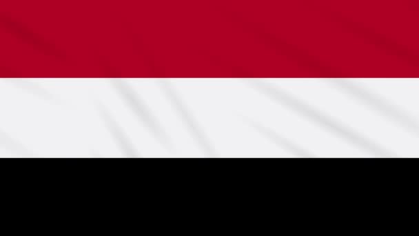 Jemen flagga viftande trasa, bakgrund loop — Stockvideo