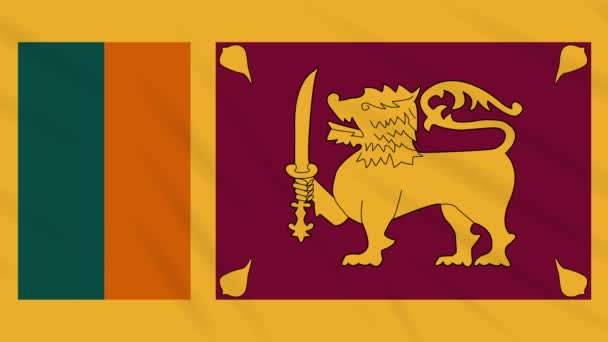 Bandera de Sri Lanka ondeando tela, bucle de fondo — Vídeos de Stock