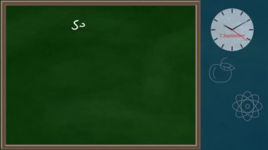 Tebeşir yazıtları, okul Duvar Saati ve çizimleri ile Blackboard
