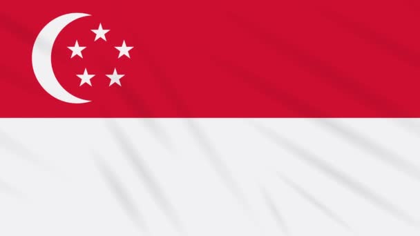Σιγκαπούρη σημαία κυματιστό ύφασμα, βρόχο στο παρασκήνιο — Αρχείο Βίντεο