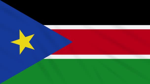 Vlajka Jižní Súdánu mávající látkou, smyčka na pozadí — Stock video