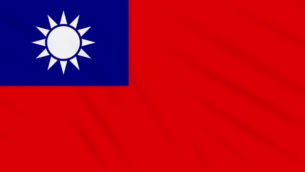 Tchajwanská vlajka mávající látkou, smyčka na pozadí — Stock video