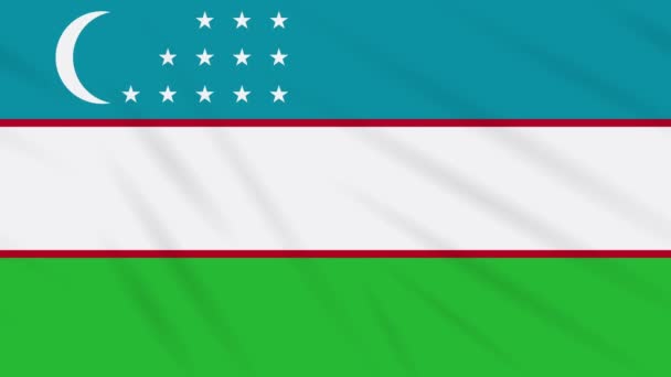 Uzbekistan bandiera sventola panno, anello di sfondo — Video Stock