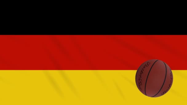ドイツの旗の揺れとバスケットボールが回転し、ループ — ストック動画
