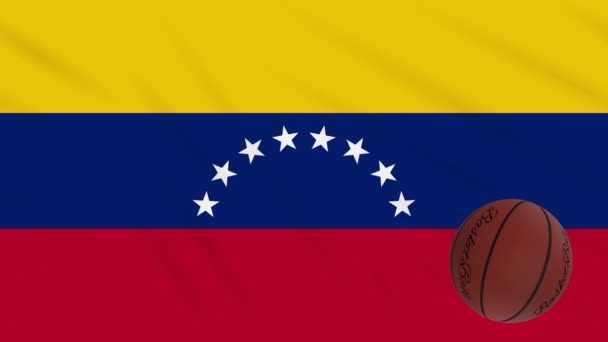 베네수엘라 국기 파도와 농구 회전, 루프 — 비디오