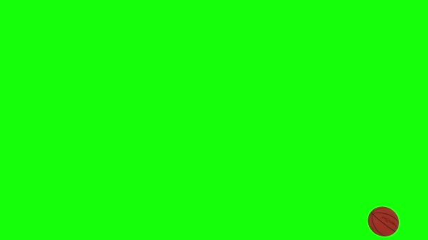 Basketbal Bal Met Woorden Basketbal Vliegen Een Groen Scherm Chromakey — Stockvideo