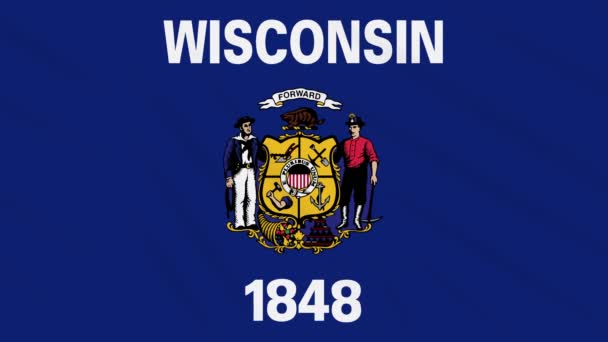 Wisconsin flagga fladtrar i vinden, loop för bakgrund — Stockvideo