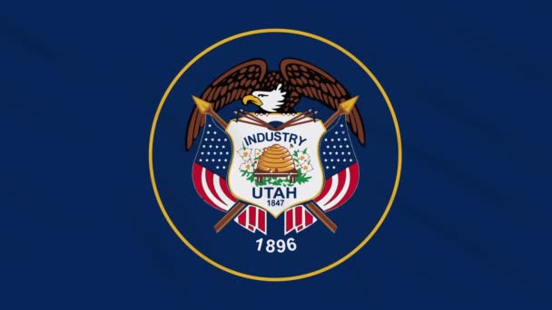 Utah flag flutters in the wind, loop for background — Stock Video