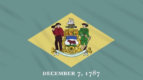 Bandiera Delaware sventola nel vento, loop per lo sfondo — Video Stock