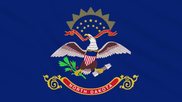 North Dakota vlag wappert in de wind, lus voor achtergrond — Stockvideo