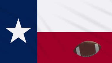 Texas bayrağı sallayarak ve Amerikan futbol topu döner, döngü