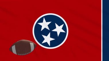 Tennessee bayrak sallayarak ve Amerikan futbol topu döner, döngü