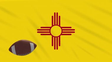 New Mexico bayrağı sallayarak ve Amerikan futbol topu döner, döngü