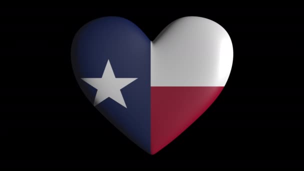 Corazón de Texas pulsa aislado en lazo de fondo transparente, canal alfa — Vídeo de stock