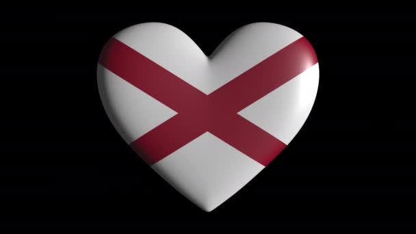 Alabama hart pulseren isoleren op transparante achtergrond lus, alfa kanaal — Stockvideo