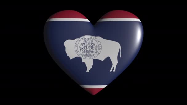 Wyoming corazón pulsa aislar en lazo de fondo transparente, canal alfa — Vídeo de stock
