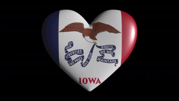 Iowa coração pulsar isolado em loop de fundo transparente, canal alfa — Vídeo de Stock