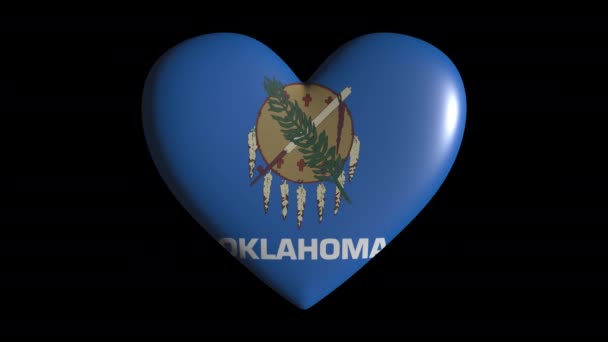 Oklahoma heart pulsate isolate on transparent background loop, alpha channel — Stock Video