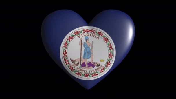 Βιρτζίνια καρδιά παλμική απομόνωση σε διαφανή βρόχο υποβάθρου, κανάλι άλφα — Αρχείο Βίντεο