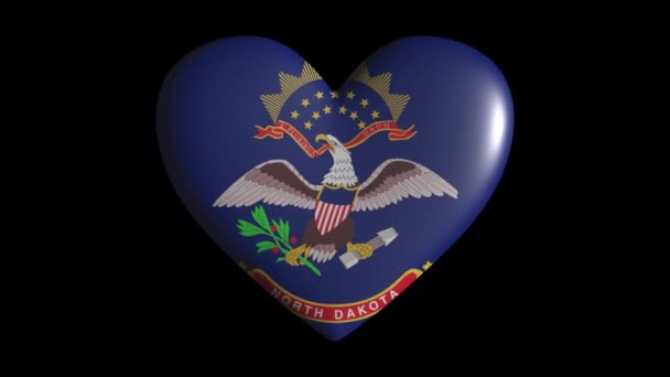 ノースダコタ州の心臓パルスは、透明な背景ループ、アルファチャンネルに隔離されます — ストック動画