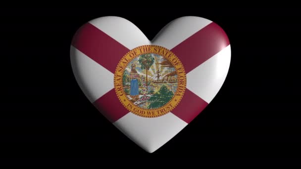 Florida hart pulseren isoleren op transparante achtergrond lus, alfa kanaal — Stockvideo
