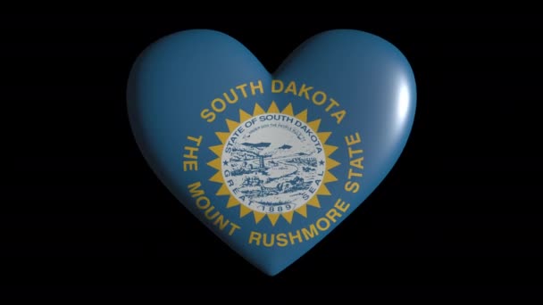 Güney Dakota kalp atışı transparan arka plan döngüsünde izole, alfa kanalı — Stok video