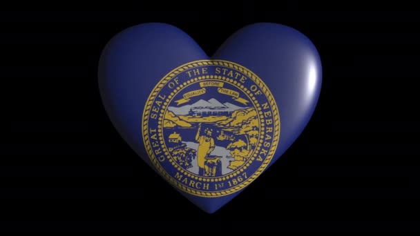 Nebraska coração pulsado isolado em loop de fundo transparente, canal alfa — Vídeo de Stock