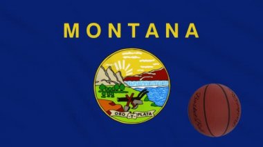 Montana bayrağı sallanıyor ve basketbol topu dönüyor, dönüyor