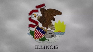 Illinois yoğun bayraklı kumaş dalgalanmaları, arka plan döngüsü