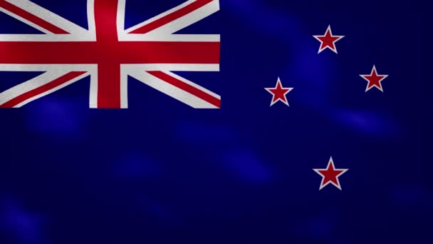 新西兰浓密的国旗织物摇动，背景图 — 图库视频影像