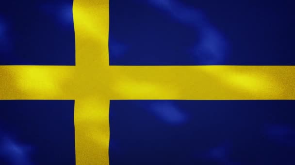 Σουηδικό πυκνό ύφασμα σημαία ταλαντεύεται, βρόχο φόντου — Αρχείο Βίντεο
