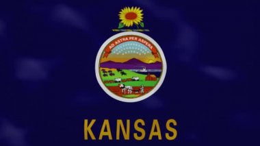 Kansas yoğun bayraklı kumaş dalgalanmaları, arka plan döngüsü
