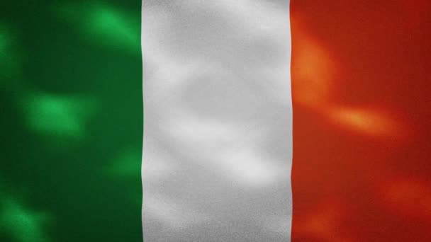 Irsko, Dublin, Irsko, vlajka, prapor, látka, pozadí, smyčka, hustá, tkanina, textura, textura, vlnky, realistický, světlo, světlice, třepetání, vítr, cyklus, záběry, animace, kreslené filmy, pohyb, cg — Stock video