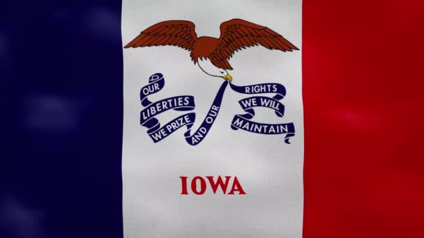 爱荷华州浓密的国旗织物摇动，背景圈 — 图库视频影像