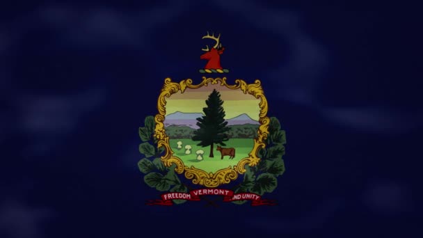 Vermont πυκνό ύφασμα σημαία ταλαντεύεται, βρόχο φόντου — Αρχείο Βίντεο