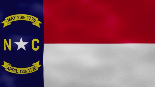 Kuzey Carolina yoğun bayrak kumaş dalgalanmaları, arka plan döngüsü — Stok video