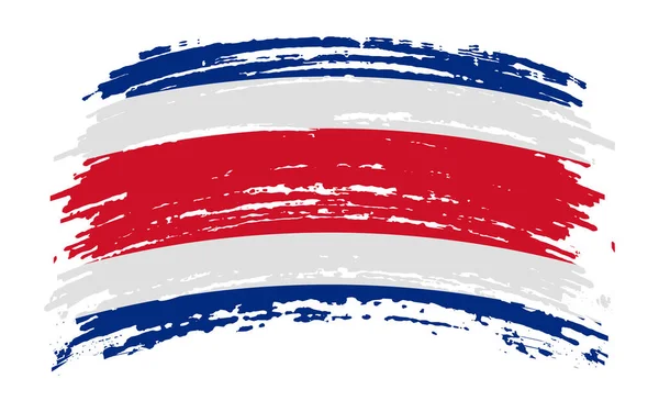 Costa Rica Vlag Grunge Penseel Slag Vector Afbeelding — Stockvector