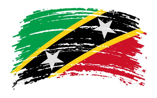 Saint Kitts Nevis Vlag Grunge Penseelstreek Vectorafbeelding — Stockvector