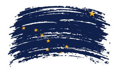 Alaska Amerikan bayrağı grunge fırça darbesi, vektör görüntüsü