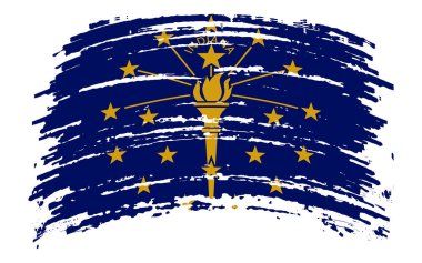 Grunge fırça darbesiyle Indiana ABD bayrağı, vektör resmi