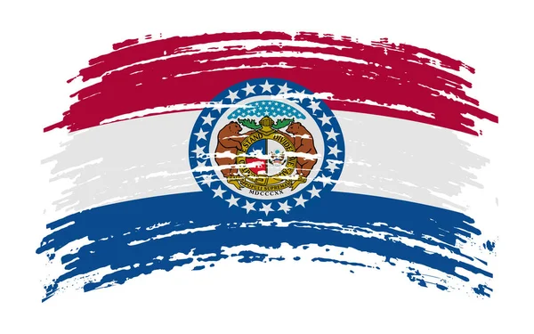 Missouri Bandeira Dos Eua Pincelada Grunge Imagem Vetorial — Vetor de Stock