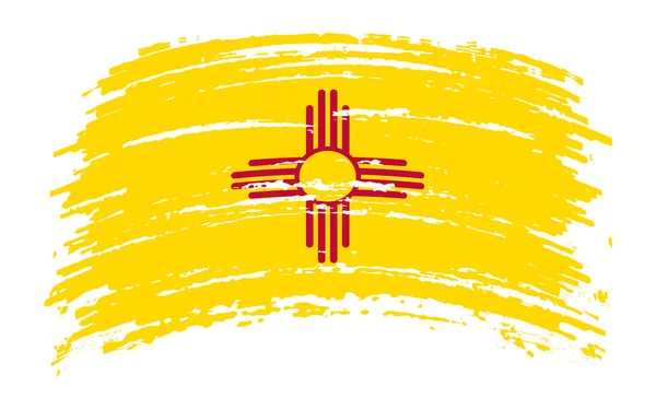 New Mexico Usa Flagga Grunge Pensel Stroke Vektor Bild — Stock vektor