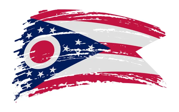 Ohio Amerikai Zászló Grunge Ecset Stroke Vektor Kép — Stock Vector