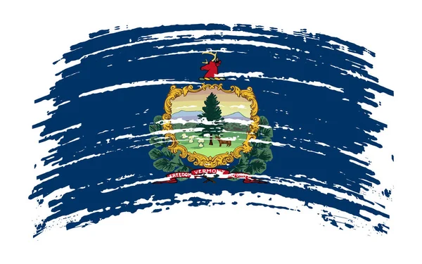 Drapeau Américain Vermont Coup Pinceau Grunge Image Vectorielle — Image vectorielle