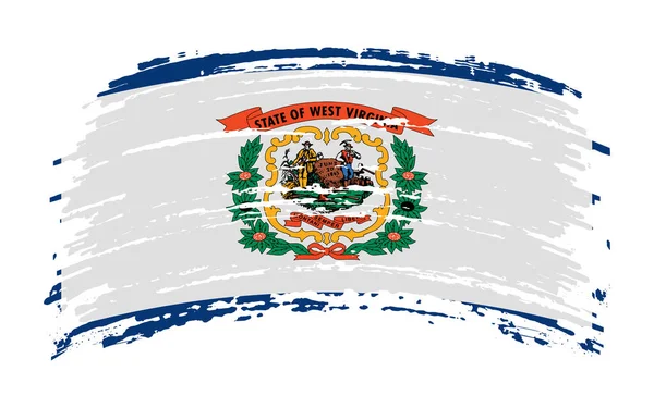 West Virginia Bandera Los Estados Unidos Trazo Cepillo Grunge Imagen — Vector de stock