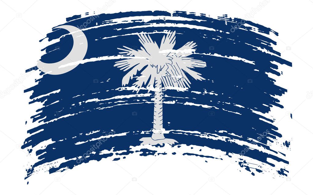 South Carolina US flag in grunge brush stroke, vector image